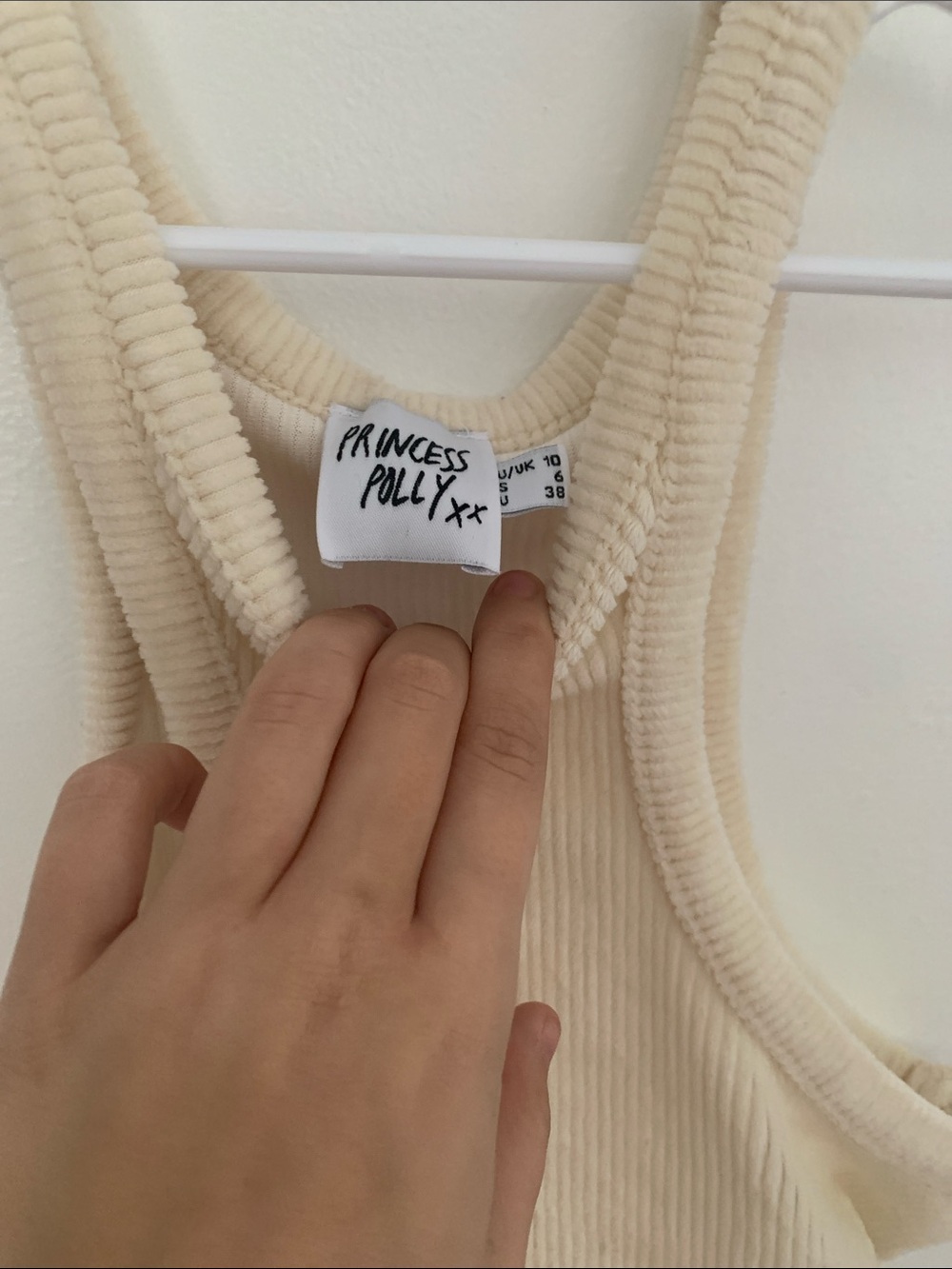Princess Polly Ribbed Racerback Crop Tank - Cream - Picture 2 of 2